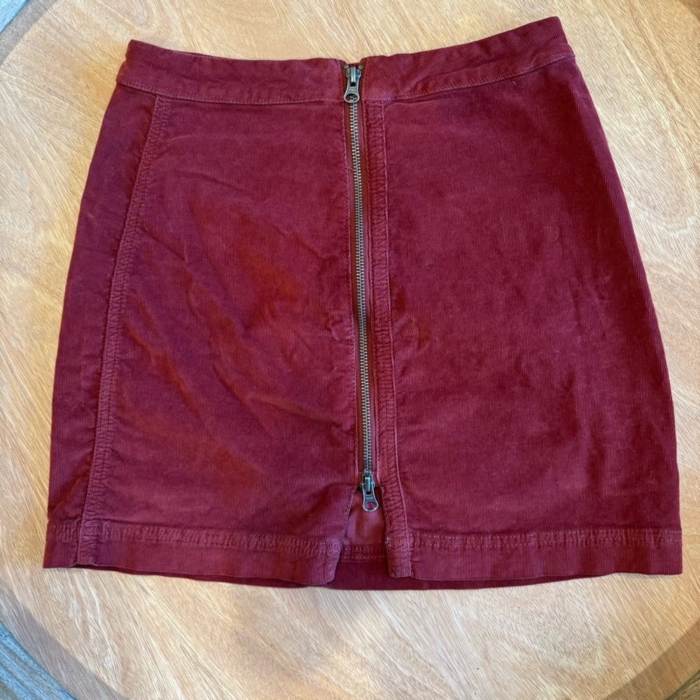 Free People Red Mini Skirt with Front Zipper